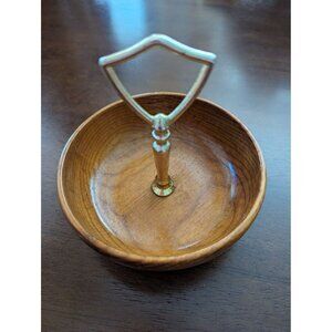 Myrtlewood Ring Holder Bowl With Brass Handle 6" Handmade By Blue Ridge Myrtlewo